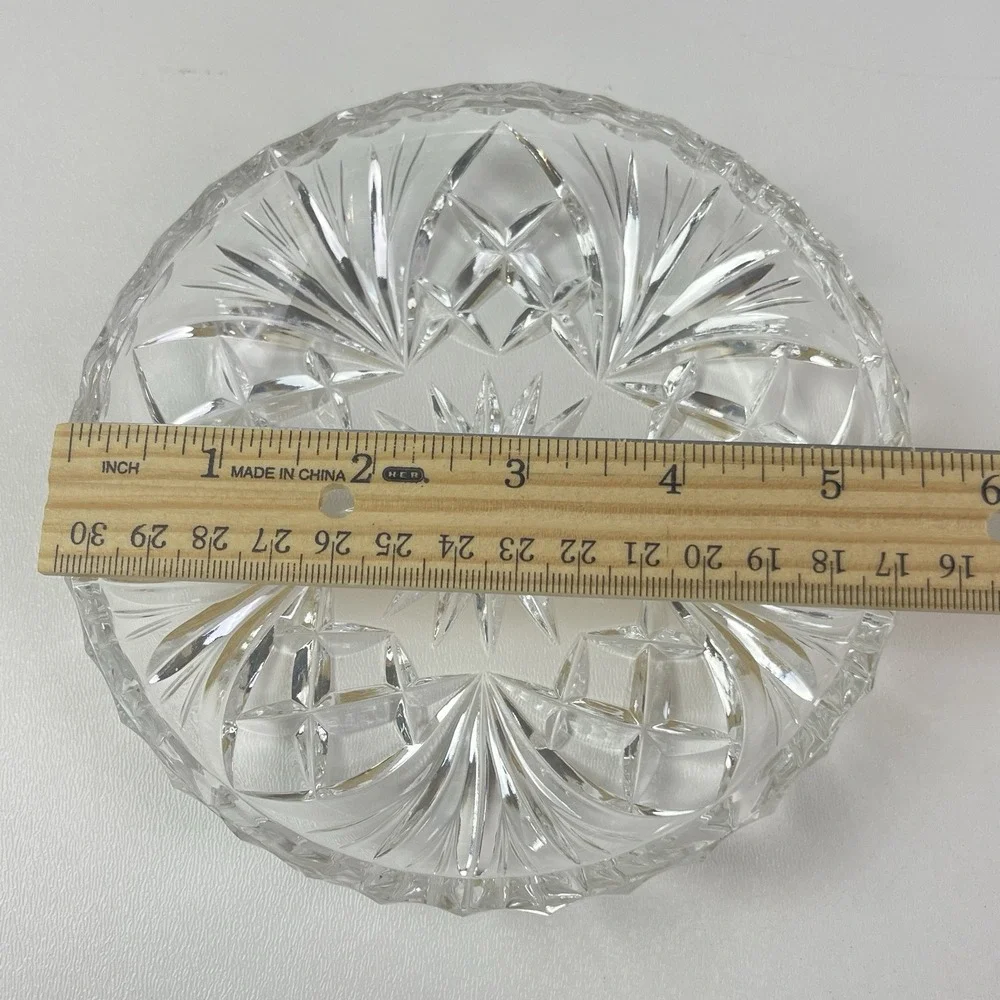 Vintage Cut Glass‎ Lead Crystal Plate Ashtray Candy Dish 5.5